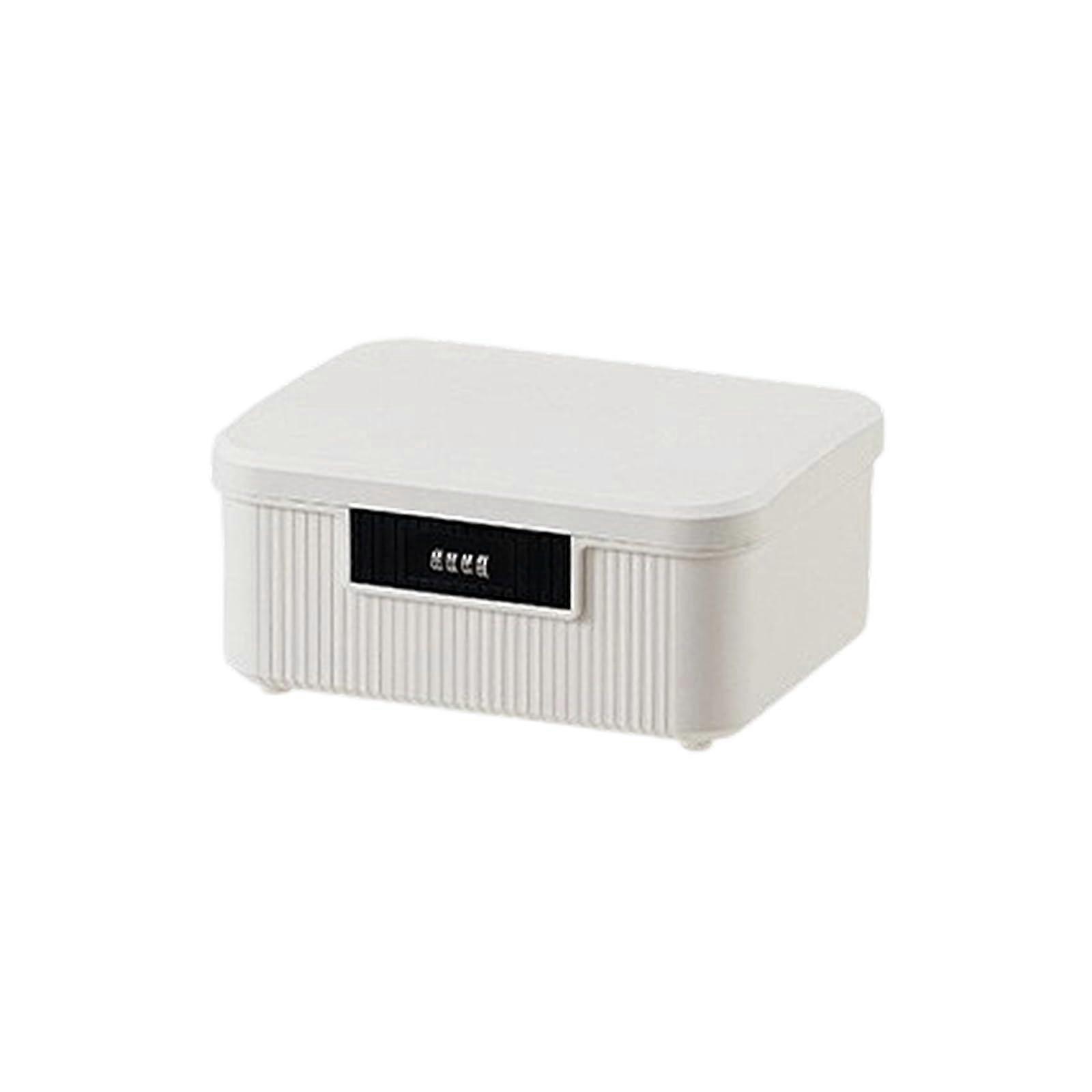 9L Secure Storage Box With 4 Digit Password Lock For Documents And Valuables, White Stackable Privacy File Organiser