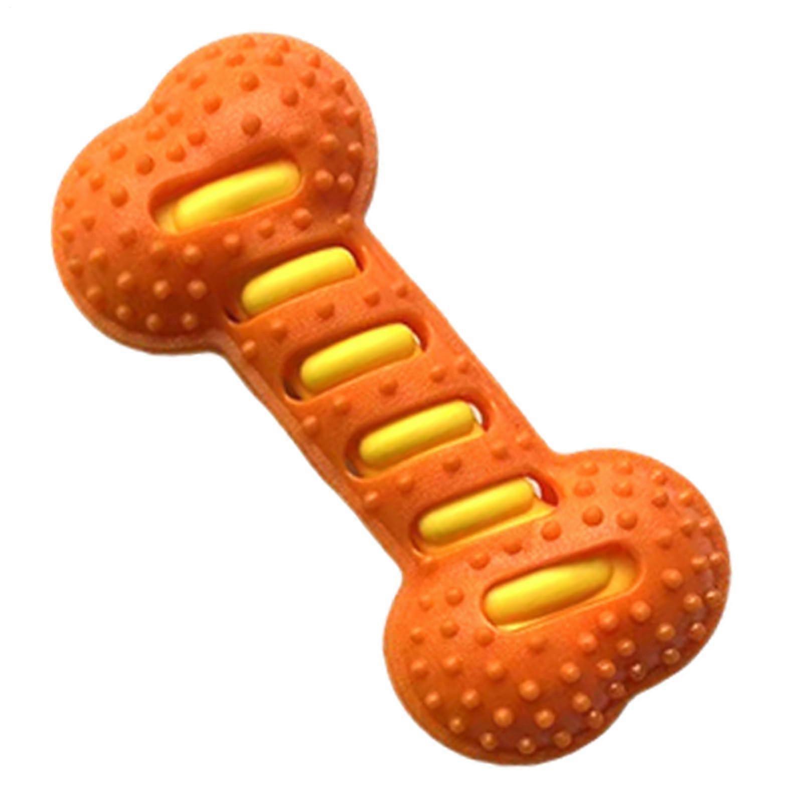 Dog Toy Squeaky Orange Bone For Teething Chewing Training And Reward Sensory Toy