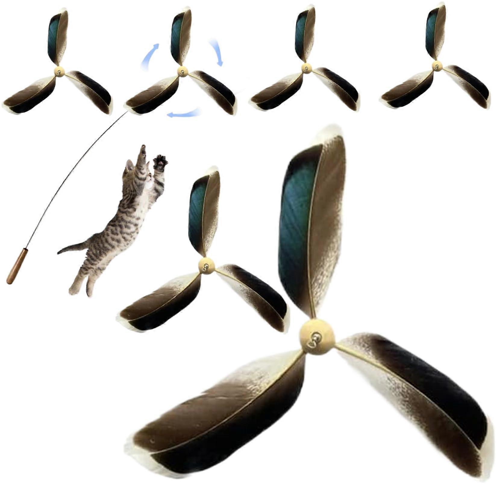 6PCS Cat Plume Toy 6.3 Inch Propeller Plume Replacement Refill For Cat Wand Toy Compatible With Cats And Kittens