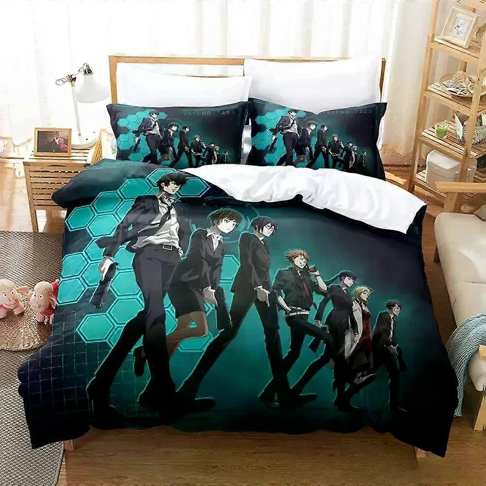 TE1372 Nowy zestaw pościeli Psycho Pass Pojedynczy podwójny Full Queen King Size Zestaw pościeli Zestawy poszewek na kołdrę do sypialni dla dorosłych dzieci Anime Parure De Lit Bed