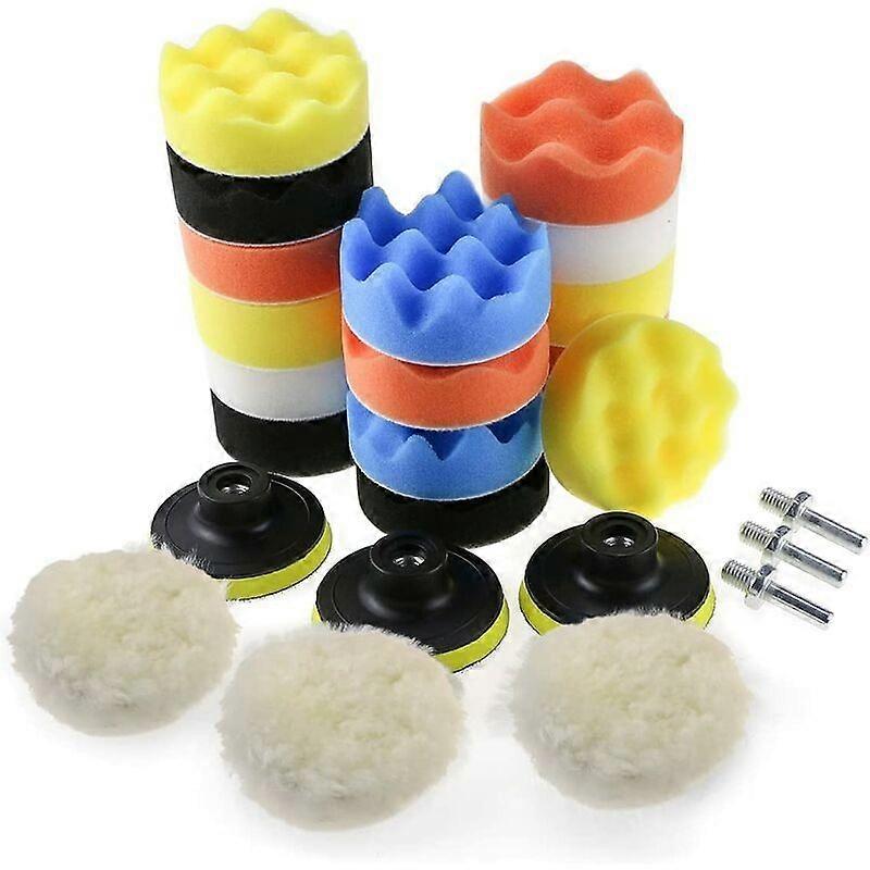 Car Polishing Sponge, Polishing Sponge Kit with M10 Drill Adapter, 25Pcs Buffing