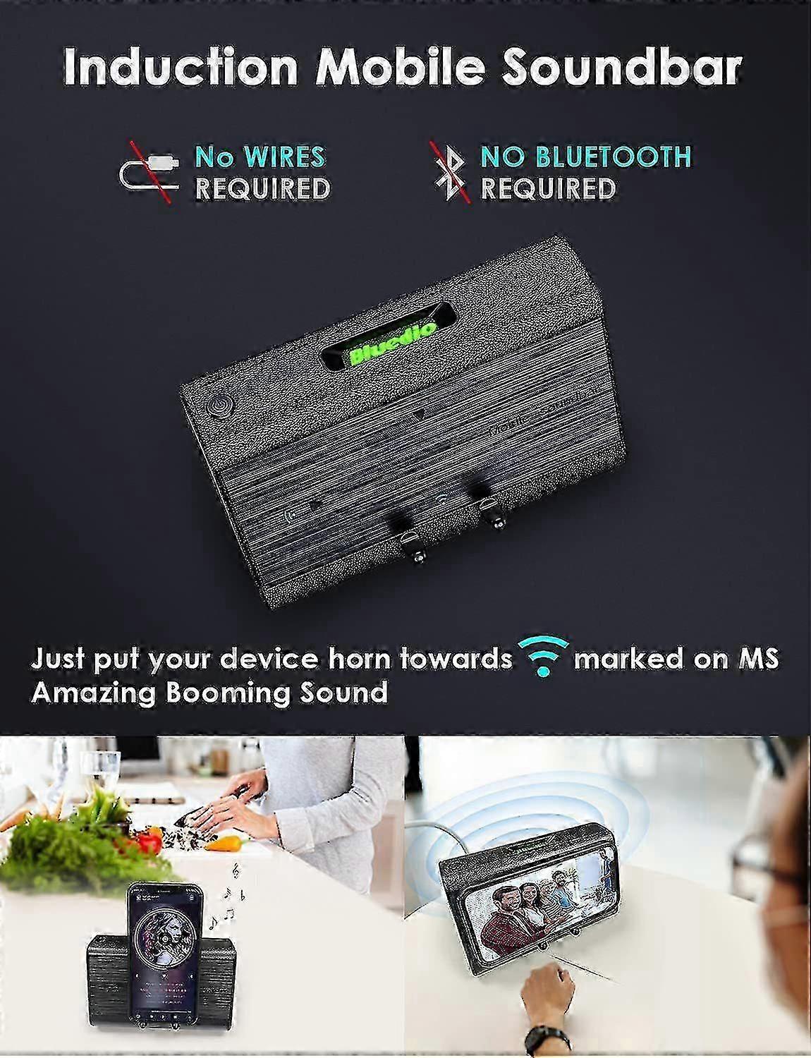 MS Portable Wireless Induction Speaker with Cell Phone Sensor Holder(Black)