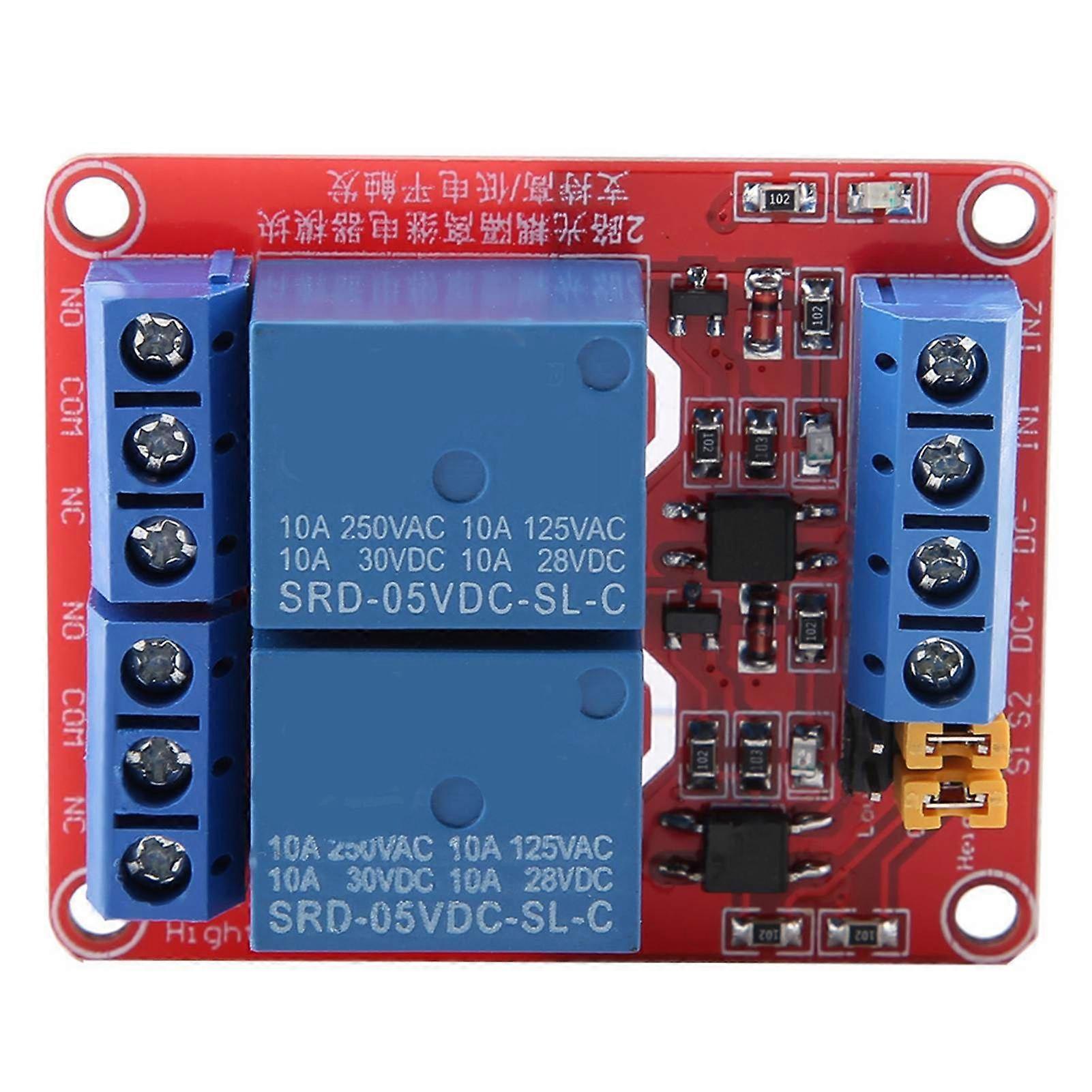 2 Channel Relay Module with Optocoupler Isolation High and Low Level Trigger(5V)