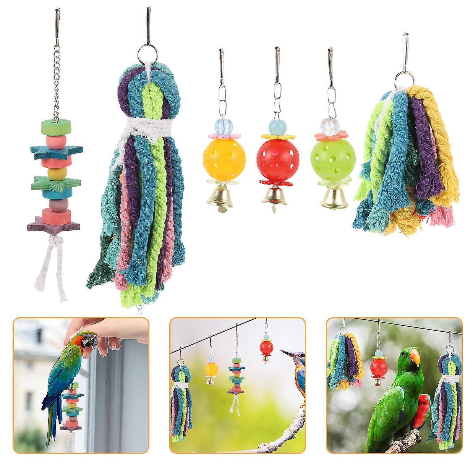 Bird Toys Parrot Cotton Rope Toy Foraging Toys 24Pcs Assorted Color