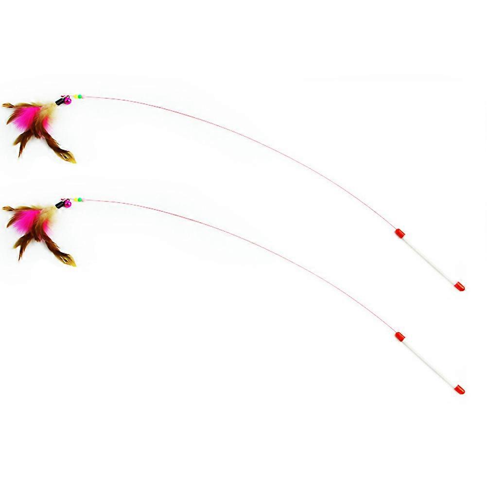 Cat Toy Steel Wire Stick for Interactive Playing Use 2Pcs with Bell