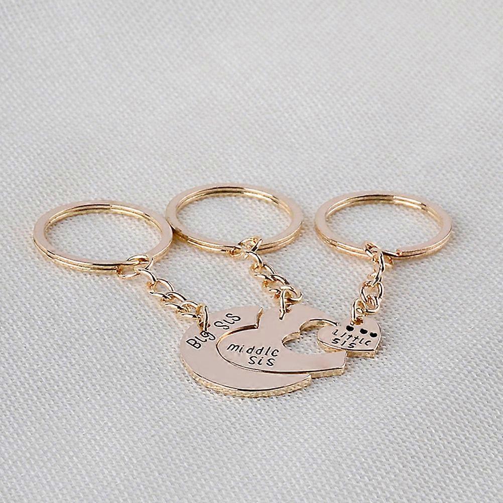 Love Heart Keychains Friendship Keychain for Holding Keys 3Pcs Golden Set