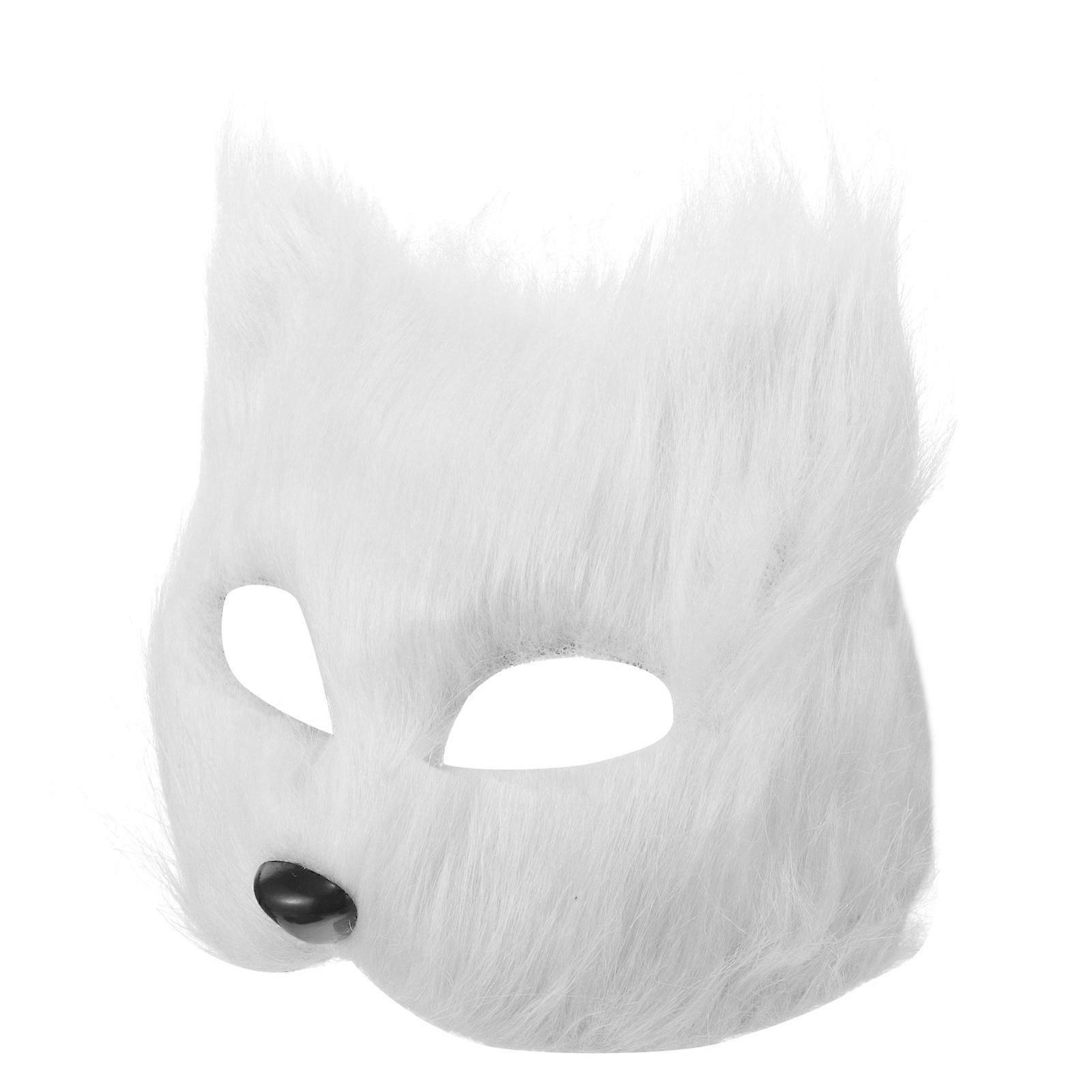Cosplay Fox Mask Half Face Mask for Party 3Pcs White Animal Accessory