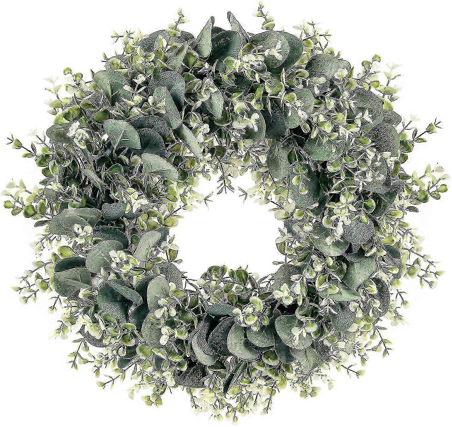 Green Wreaths For Front Door Artificial Eucalyptus Wreath 16 Inch Spring Summer Door Wreath For Wall Home Decor