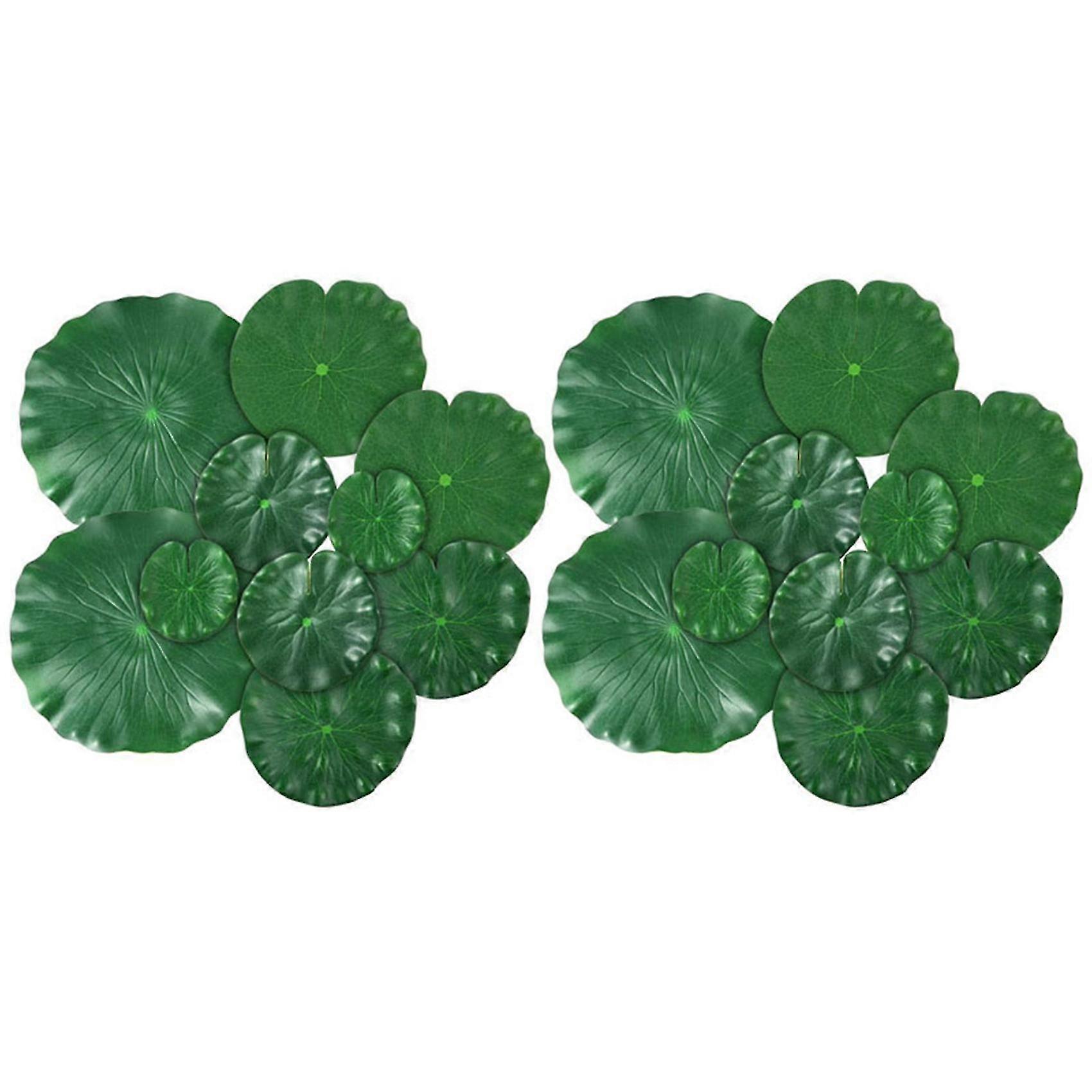30 Pcs Artificial Floating Foam Lotus Leaves Pads for Pond Decor and Pool Aquar with 5 Kinds of Faux Foliage