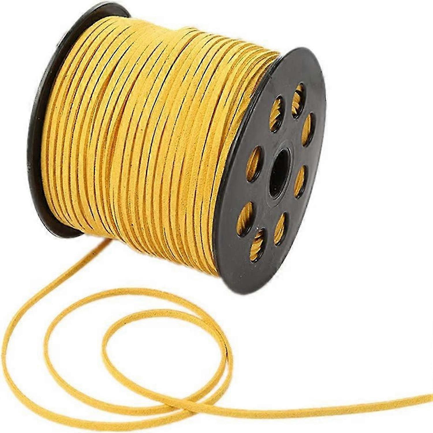 91 Meters Faux Suede String Soft Beading Cord Thread Velvet Ribbons for Bracelet(Yellow)