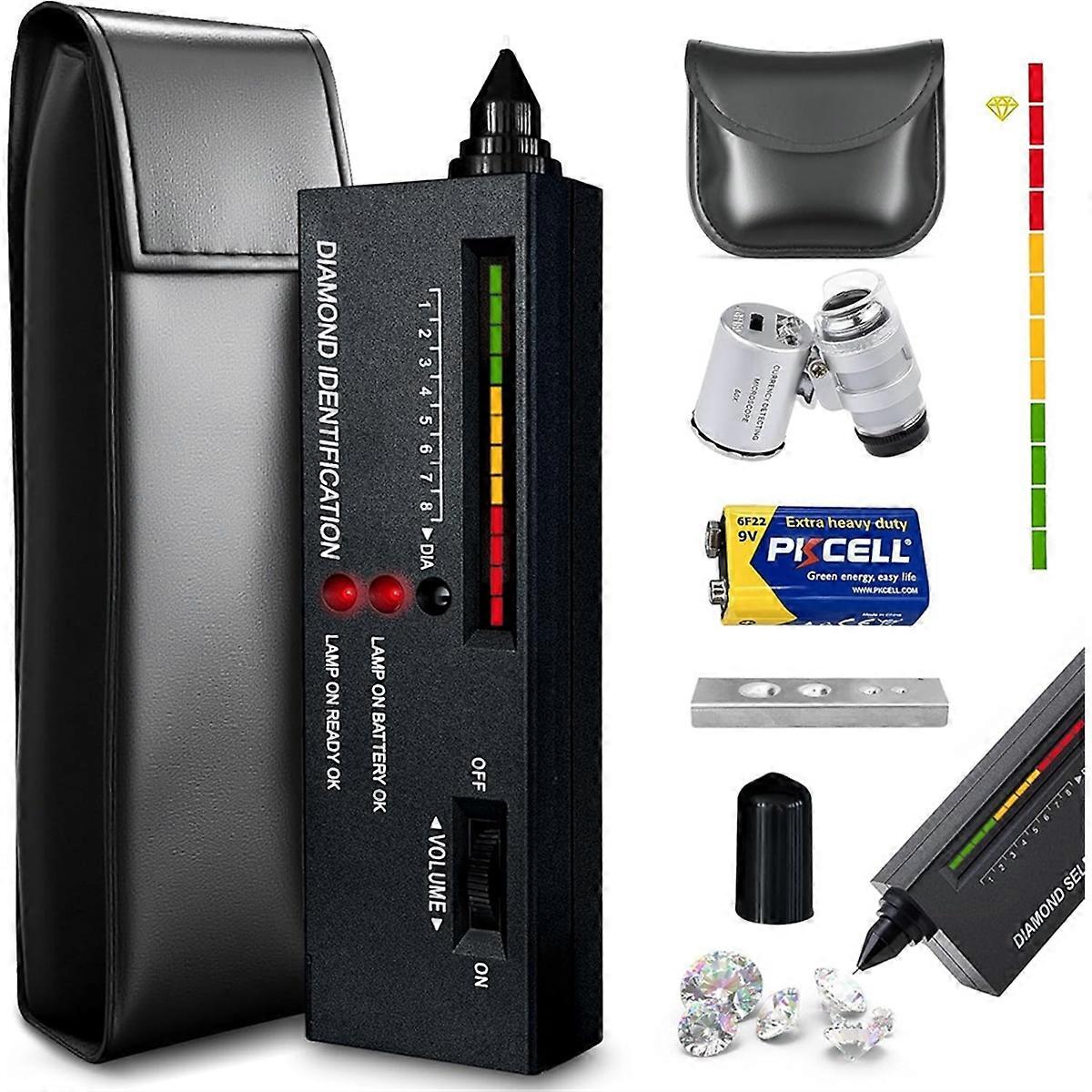 Diamond Tester Pen - Jewelry Diamond Tester with 60X Mini LED Magnifying Diamond Selector for Novice