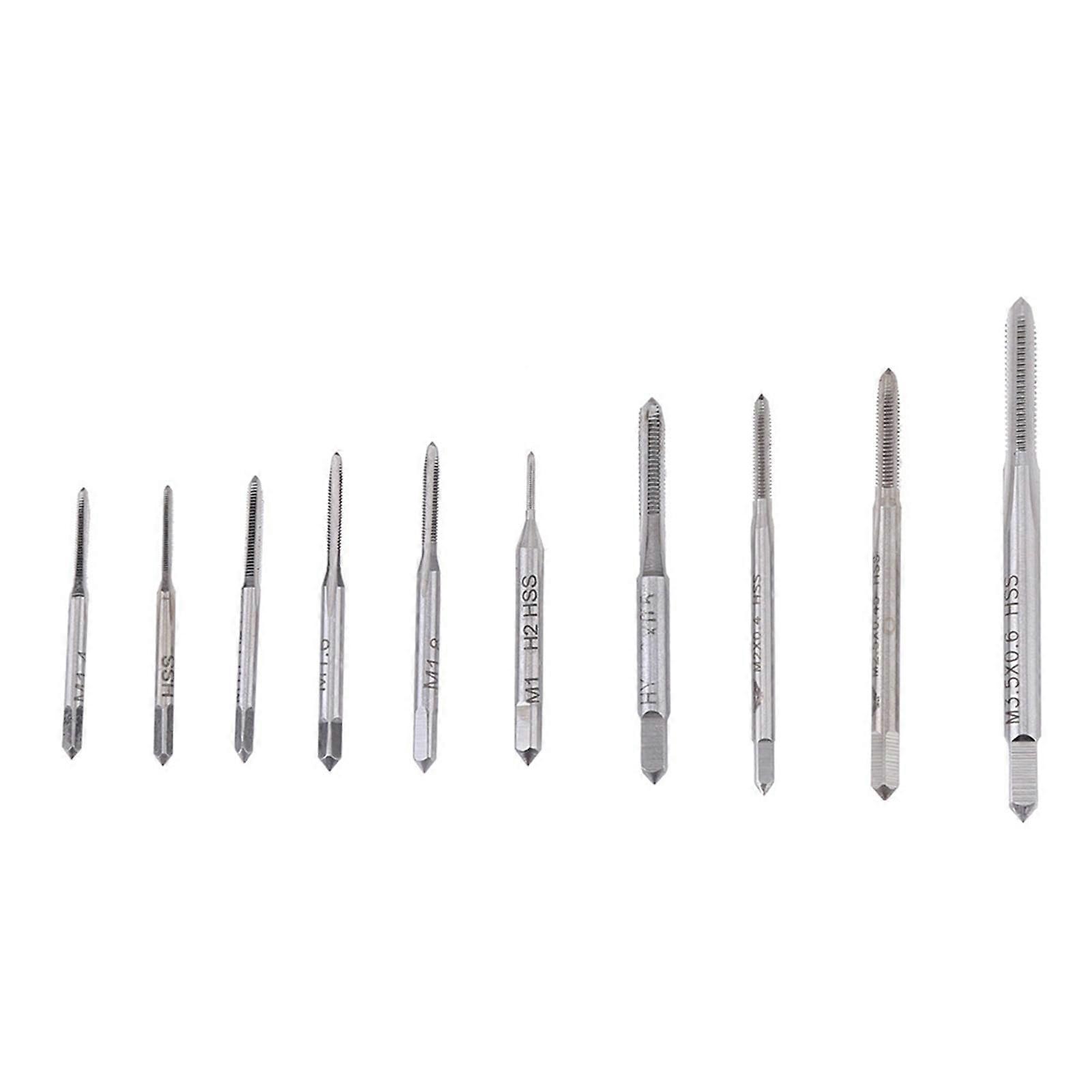 10pcs Mini Machine Hand Tap Set, Thread Wire Tapping, M1 to M3.5 Straight Fluted Hand Screw Hand Tool Kit Machine Tap Thread Wire Tapping