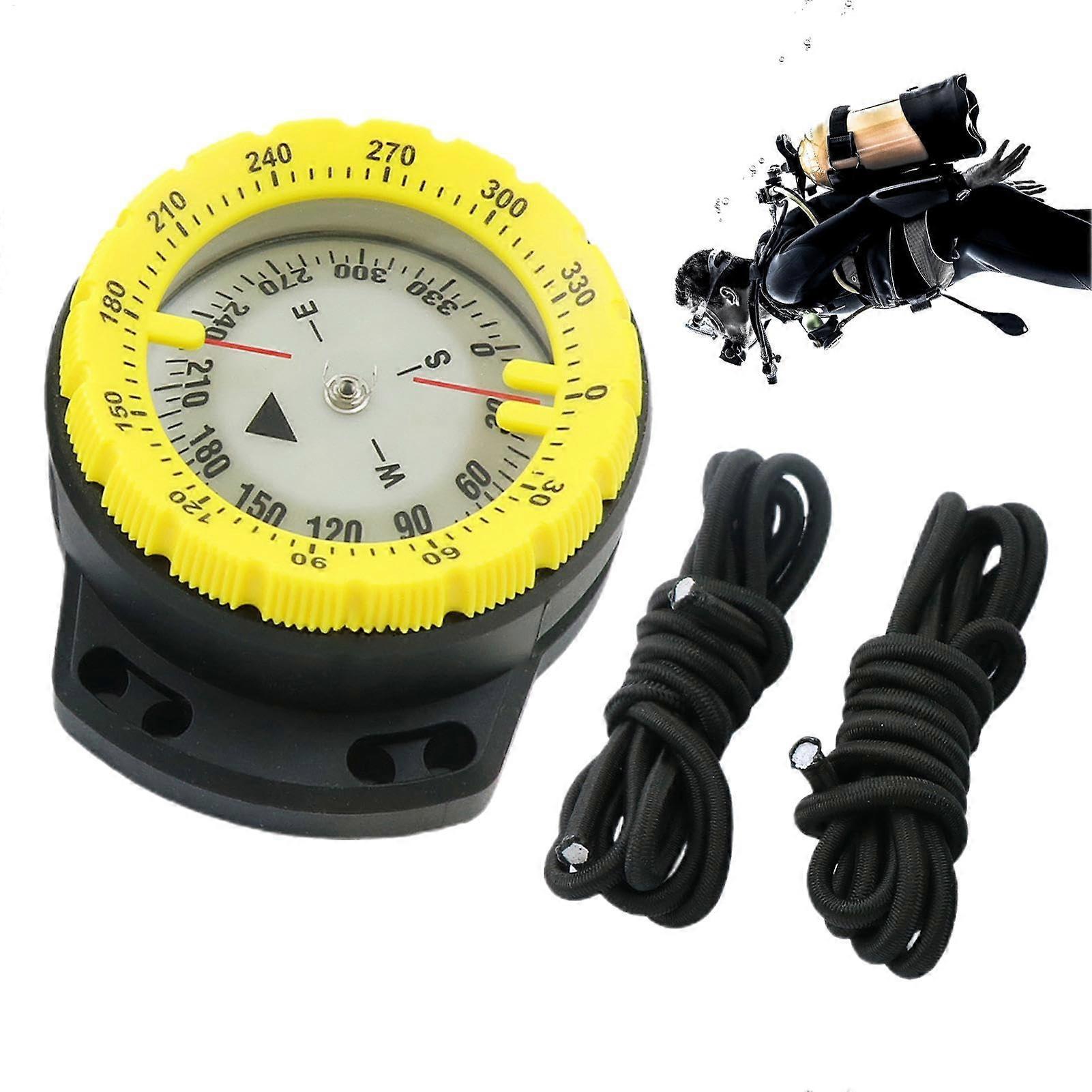 Scuba Diving Compass Waterproof Underwater Navigation Tool Glowing With Side Window Rope For Water Sports Snorkeling