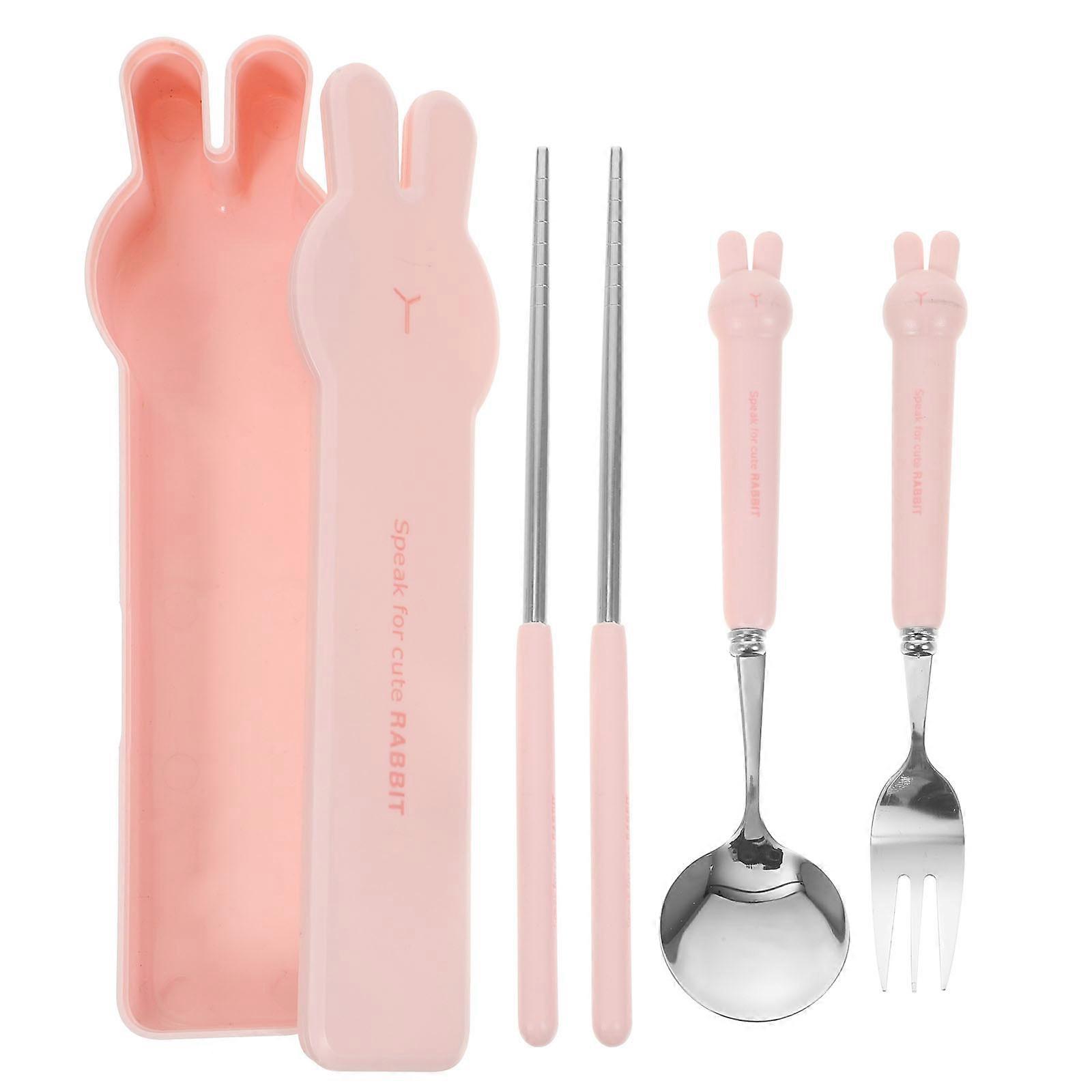 Reusable Travel Silverware Set Of 5 Sets Portable Dining Utensils For Daily Dining Picnic And Camping In Pink