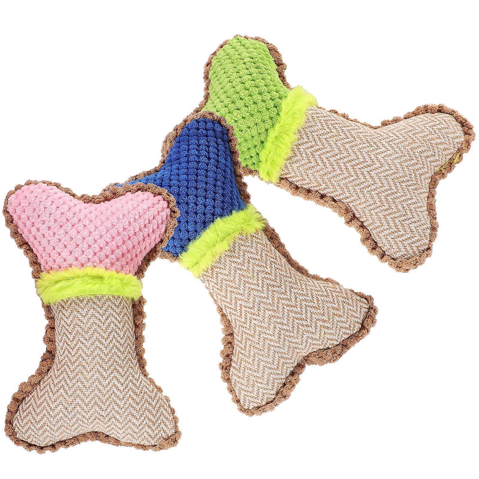 Assorted Color Dog Chew Toy Plush Bone for Chewing 9Pcs Puppy Toys