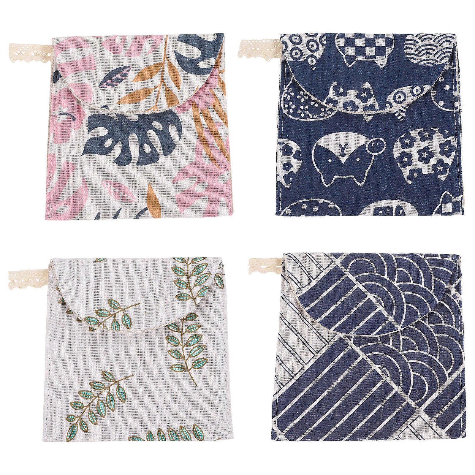 Menstrual Pad Organizer For Women Daily Use Durable Cotton Linen Material 12Pcs Zipper Closure