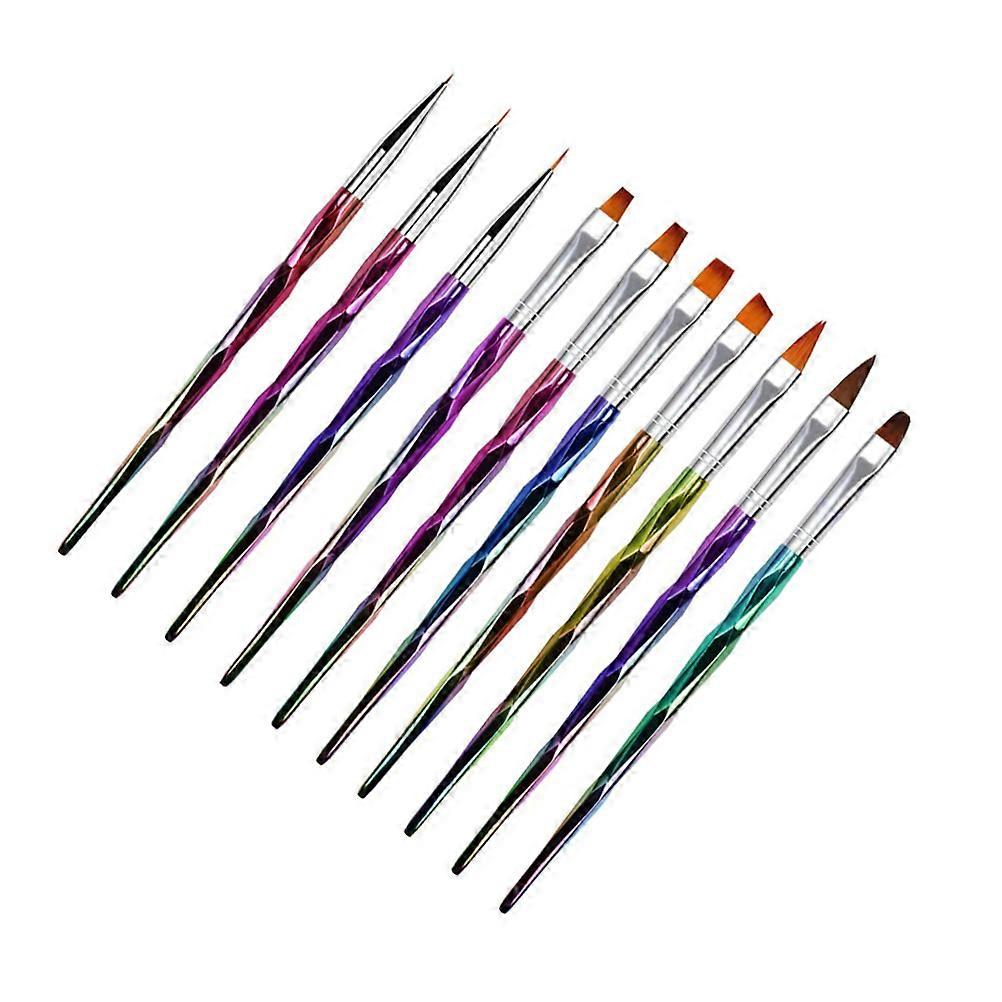 Electroplating Nail Art Manicure Gel Pens for Professional Use Assorted Color Plastic Handle 10Pcs