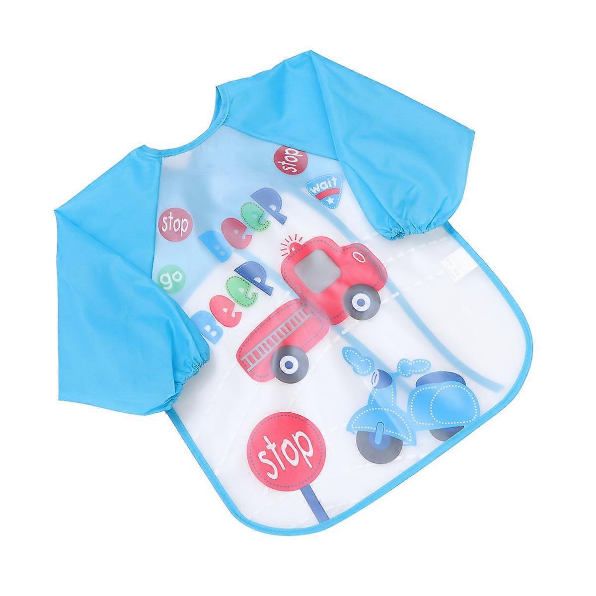 Children's Smock Eva Sky Blue Car Pattern for Painting 2Pcs Aprons with Sleeves