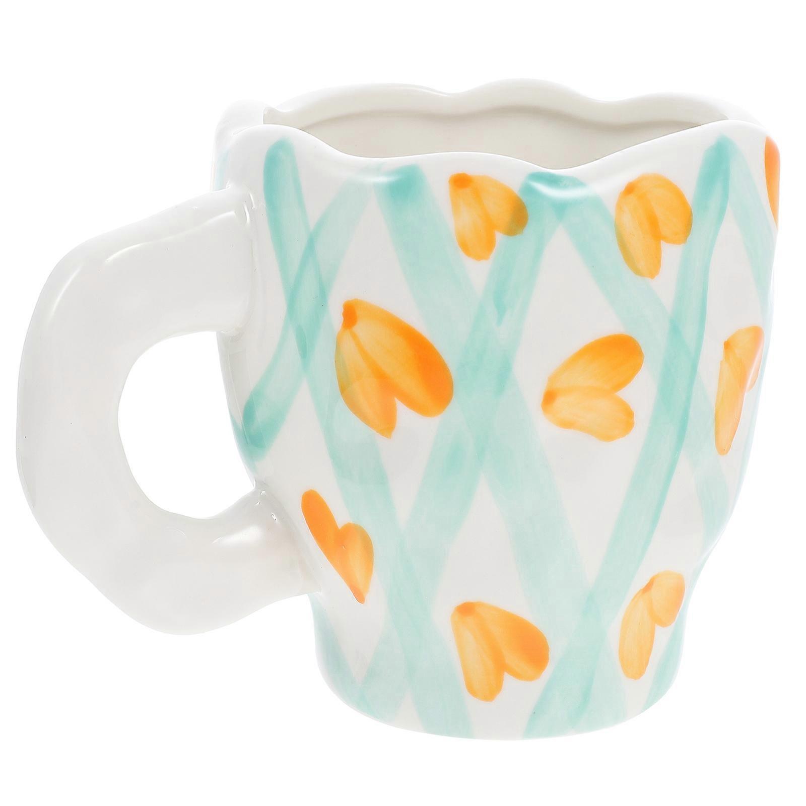 Cute Coffee Mugs Ceramic Drinking Cups for Daily Use 3Pcs White Set