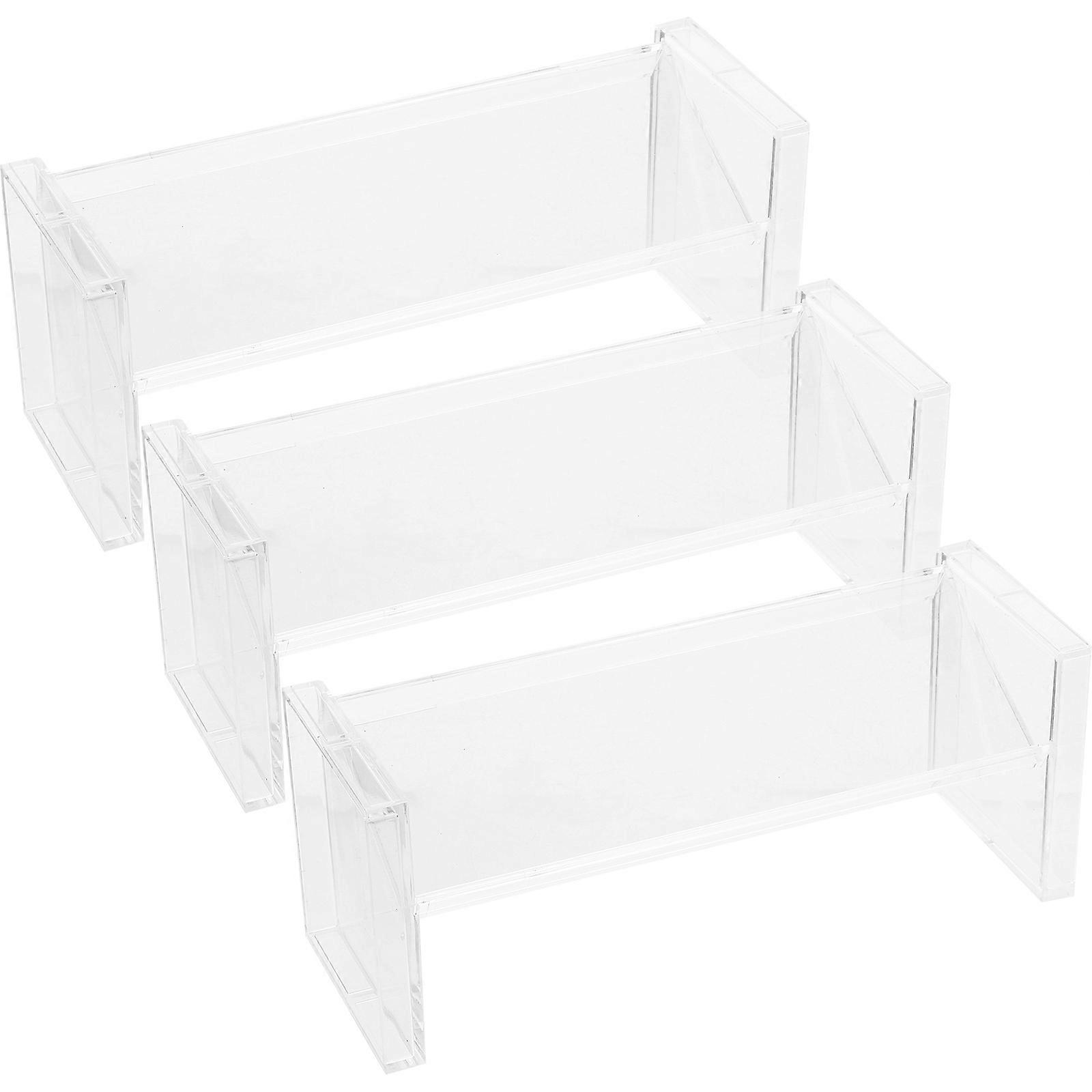 Rectangular Tabletop Display Rack 3Pcs for Collectibles Toys and Figurines in White Material