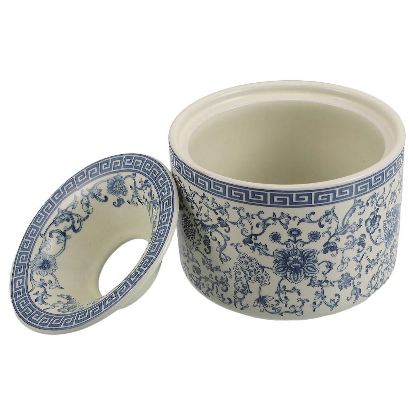 Covered Ceramic Ashtray for Smoking Use Blue Indoor Home Accessory