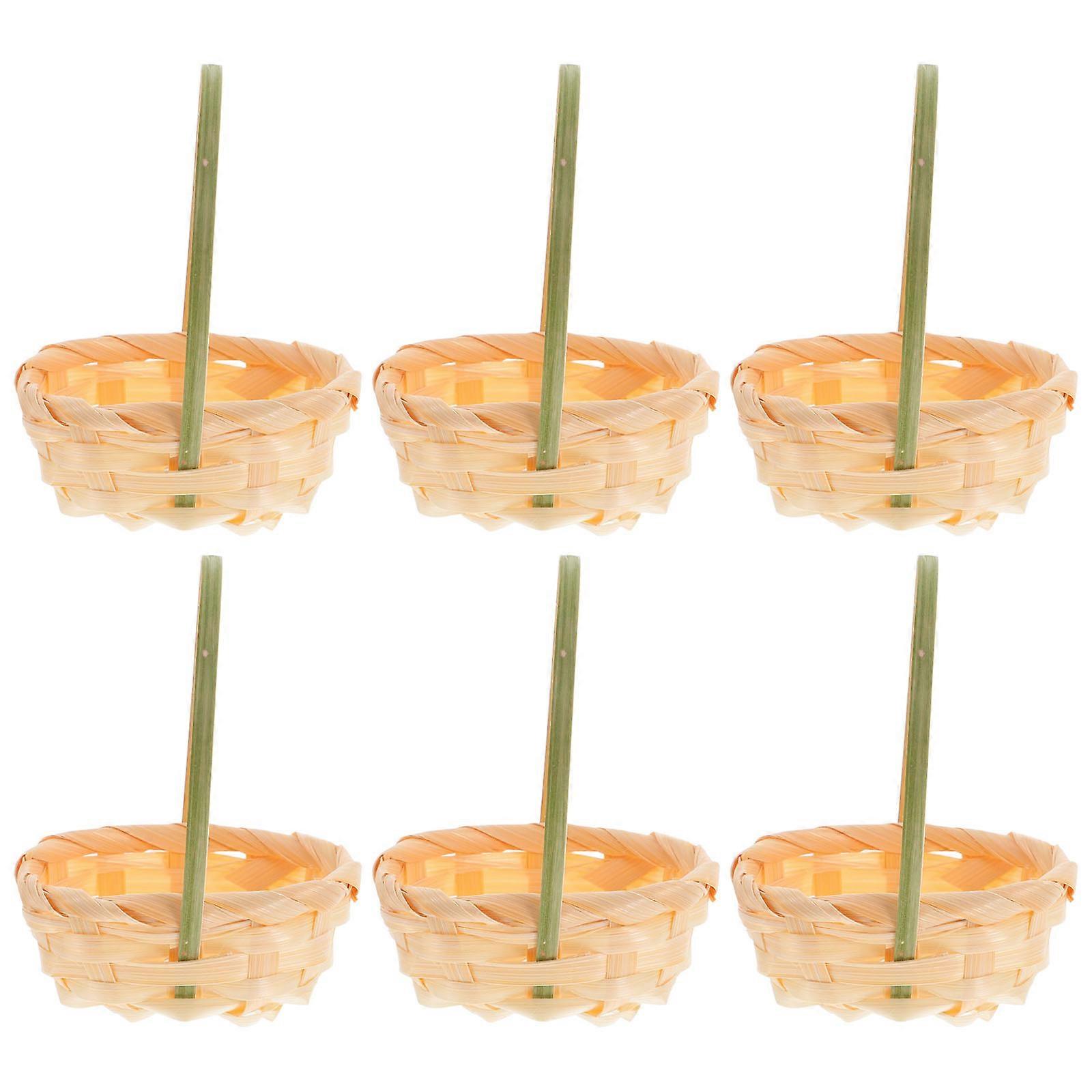 Mini Bamboo Woven Basket for Storage 18Pcs Light Brown Durable Picnic Baskets