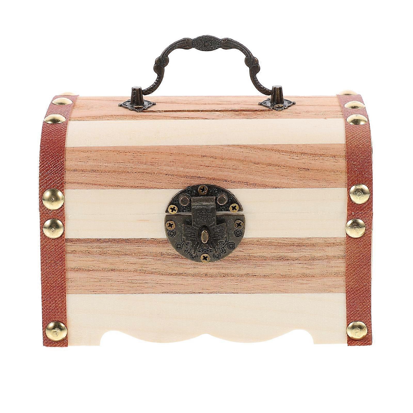 Retro Wooden Container for Storage 2Pcs Coin Case Piggy Bank for Children