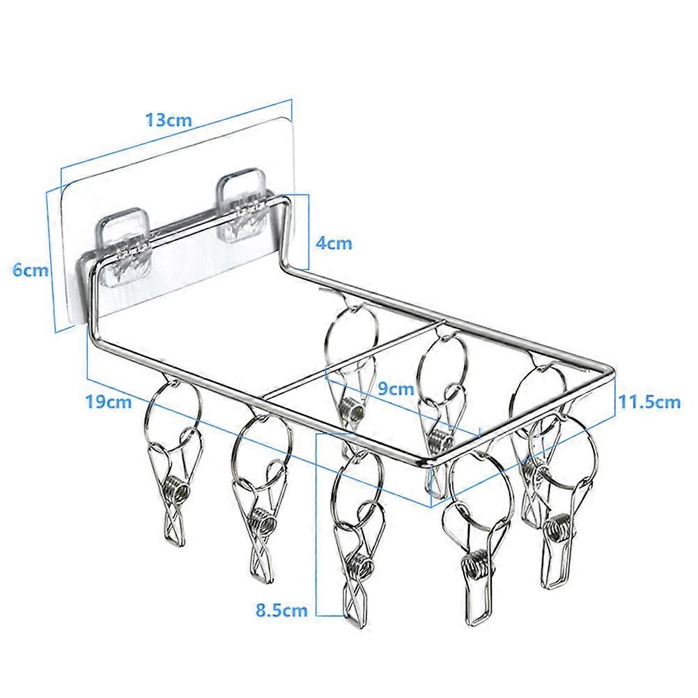 Wall-Mounted Socks Rack Stainless Steel for Hanging Socks 2Pcs with Clips