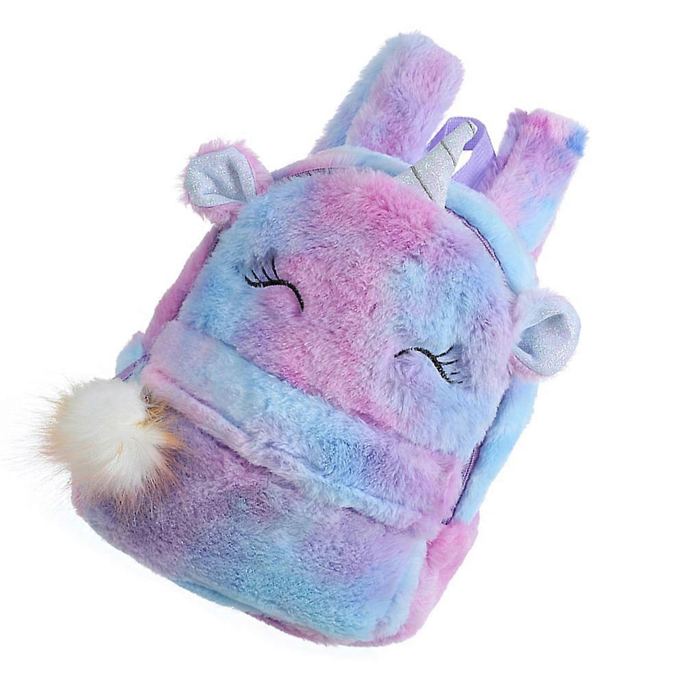 Kids Backpack Plush Unicorn Shape Shoulder Bag for Kids Violet Color