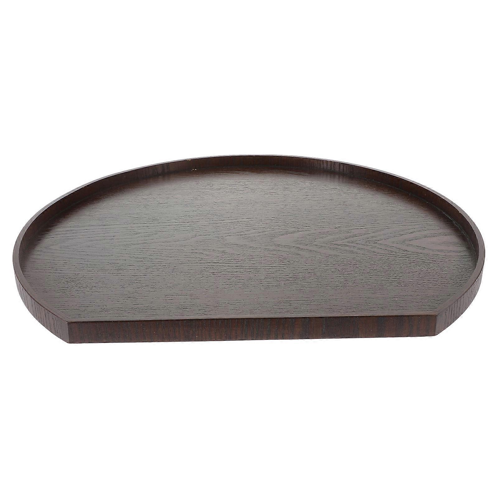 Wooden Serving Plate Set With Dark Brown Color For Home Use And Party Occasions Featuring Easy To Clean Design 5Pcs