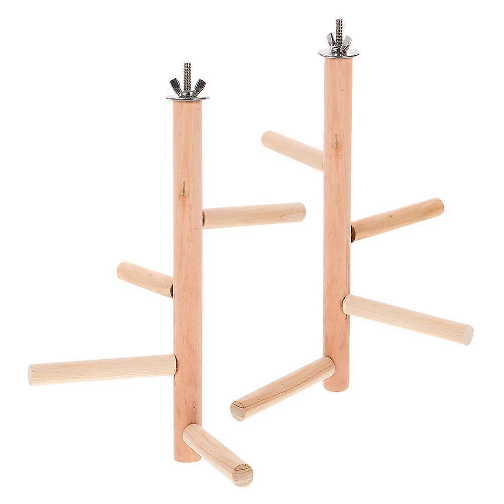 Bird Perch Stand Platform Toy For Birds Suitable For Bird Entertainment And Cage Accessories Made Of Wood And Khaki Color 2Pcs