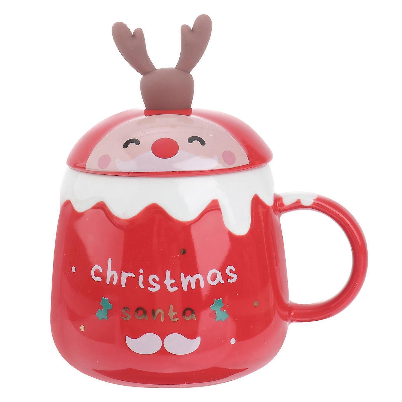 Christmas Themed Ceramic Drinking Cup for Coffee 3Sets Red Color