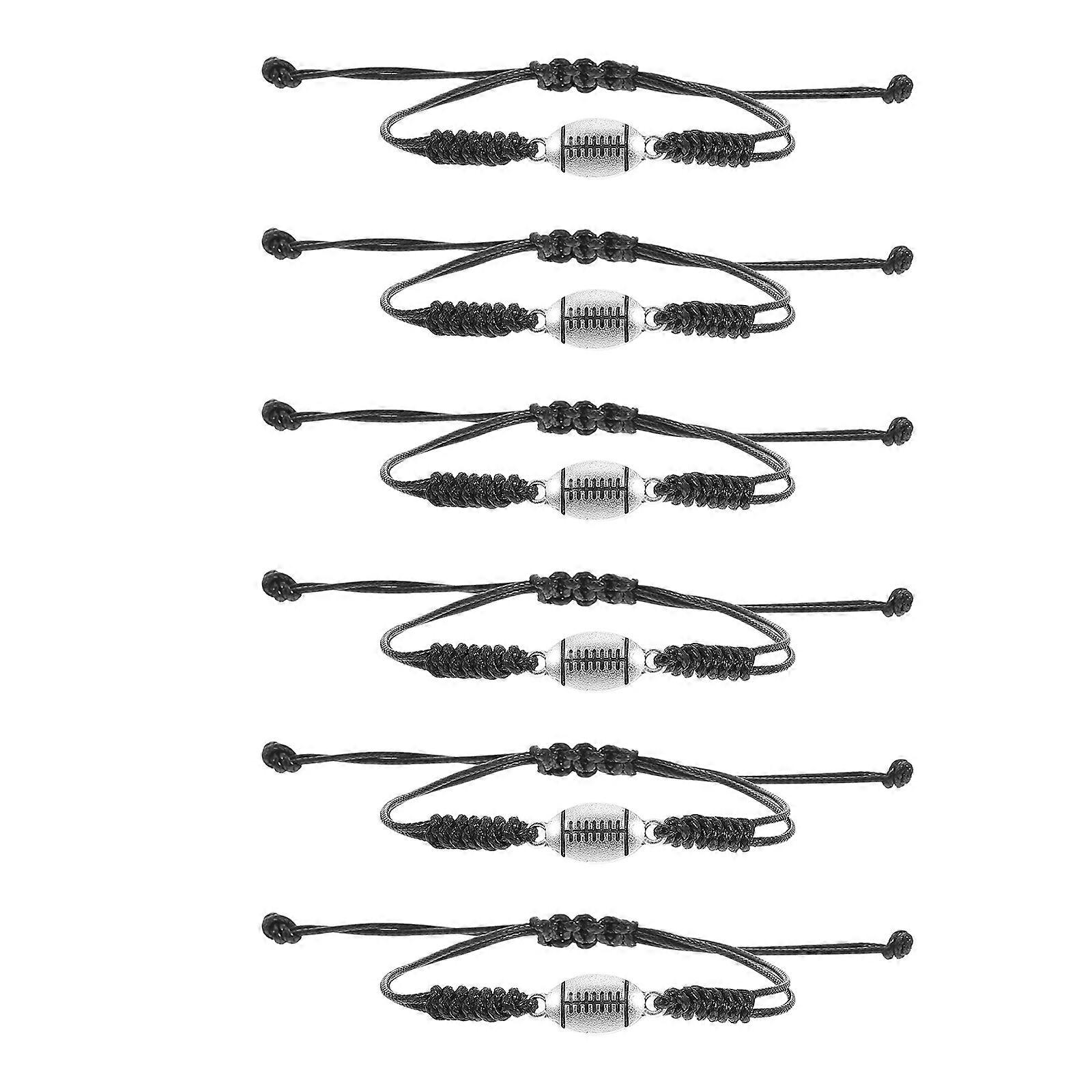 Mens Braided Bracelets for Coaches Black Alloy Durable 6Pcs