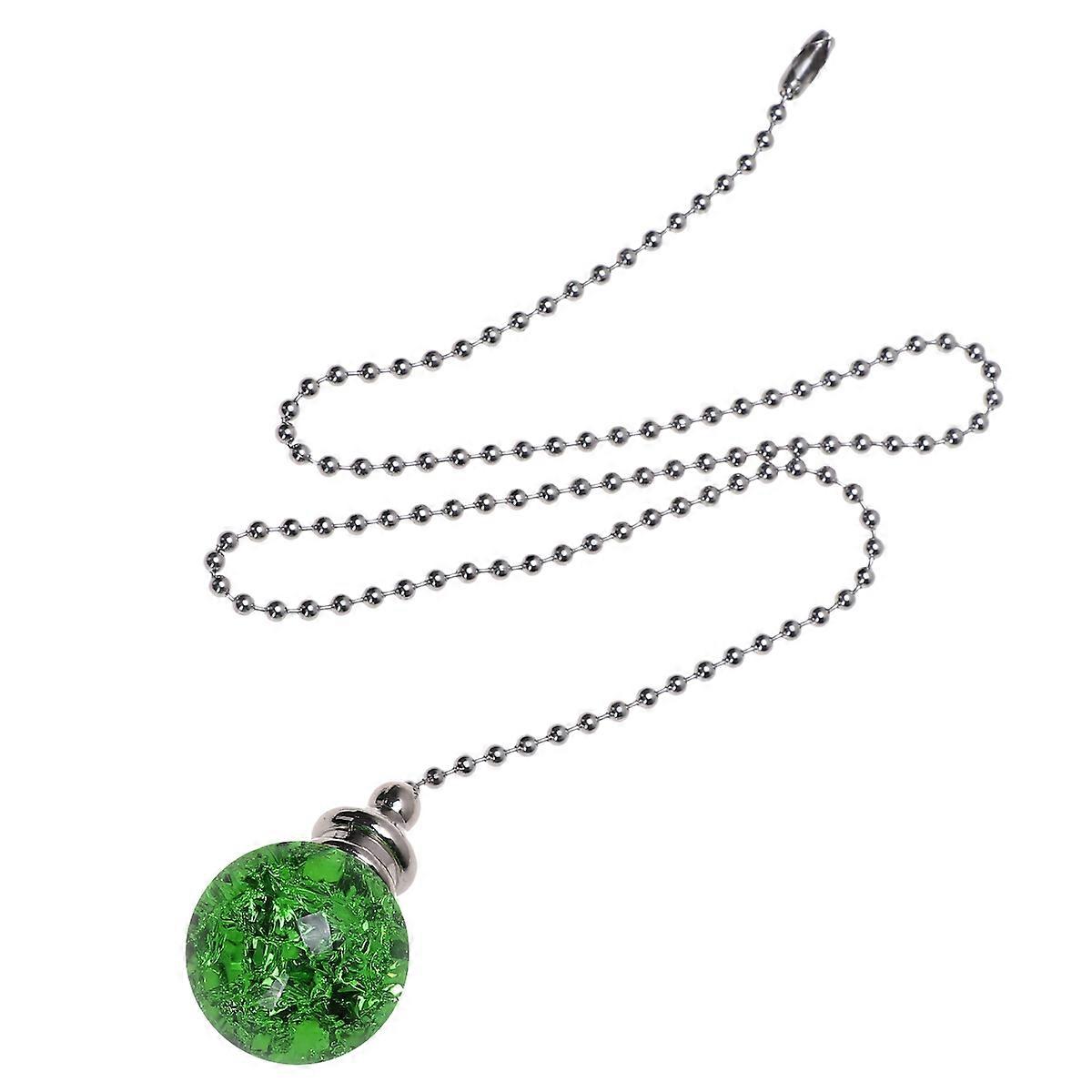 Crystal Pull Chain for Ceiling Fan with 3Pcs Green Cracked Grain Balls