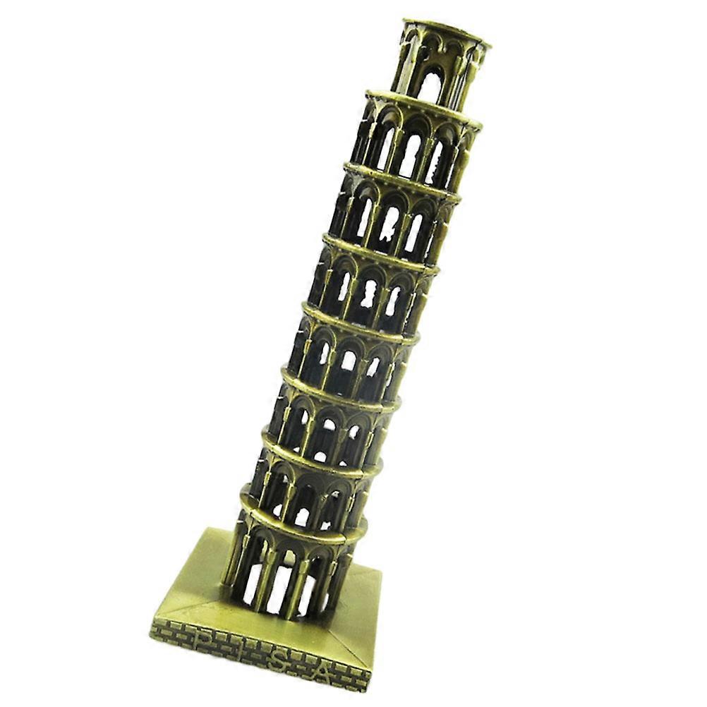 Desktop Ornament Mini Leaning Tower of Pisa Statue Alloy Memory for Party Decor