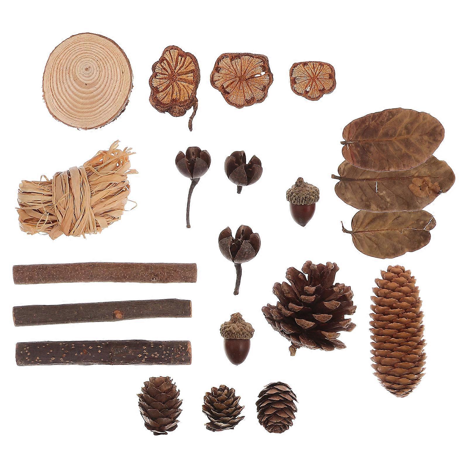 Rustic Wood Pine Cones Ornaments for Decoration 2Pcs Forest Set