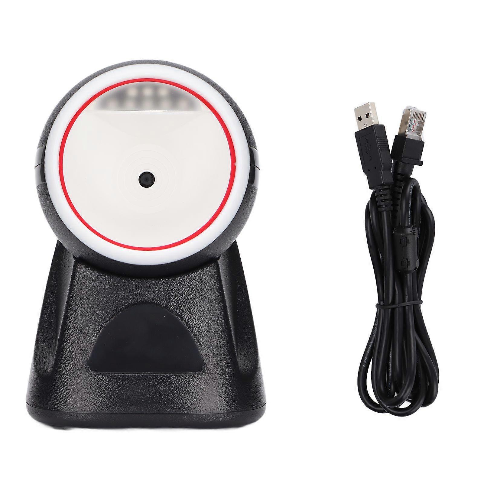 Desktop Barcode Scanner Plug and Play Convenient Stable Efficient Hands Free Barcode Reader for Store Restaurant