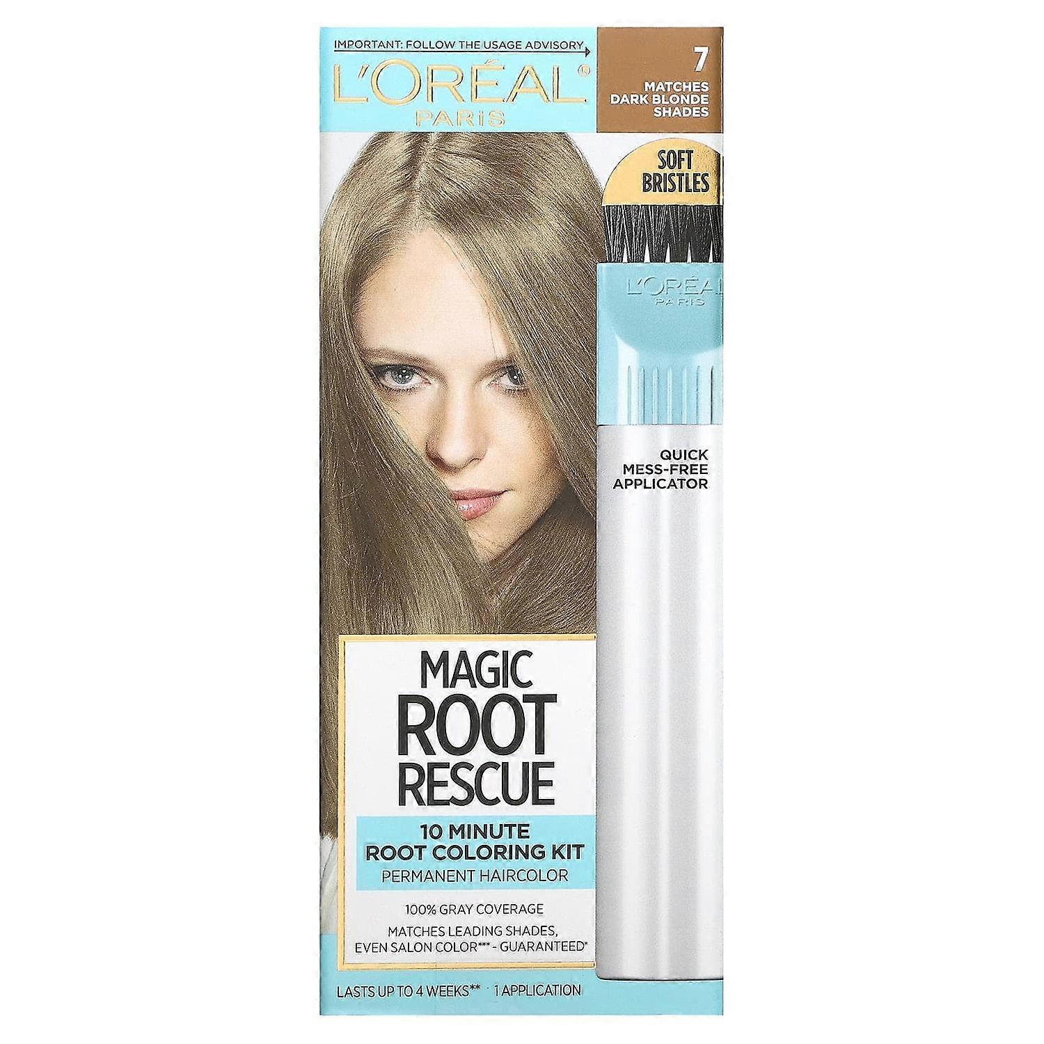 L'Oreal, Magic Root Rescue, 10 Minute Root Coloring Kit, 7 Dark Blonde, 1 Application