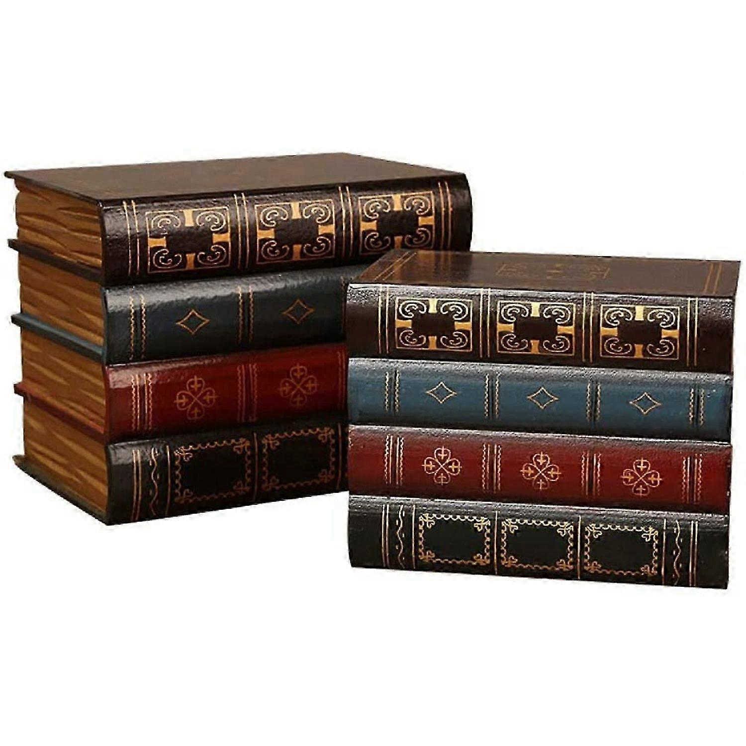 2 PC ψεύτικο βιβλίο κουτί vintage βιβλίο αποθήκευσης βιβλίο αποθήκευσης αποθήκευση συσκευασία βιβλίο μελέτη βιβλίο στολίδια ξύλινα αντίκες κλασικό διακοσμητικό ψεύτικο βιβλίο