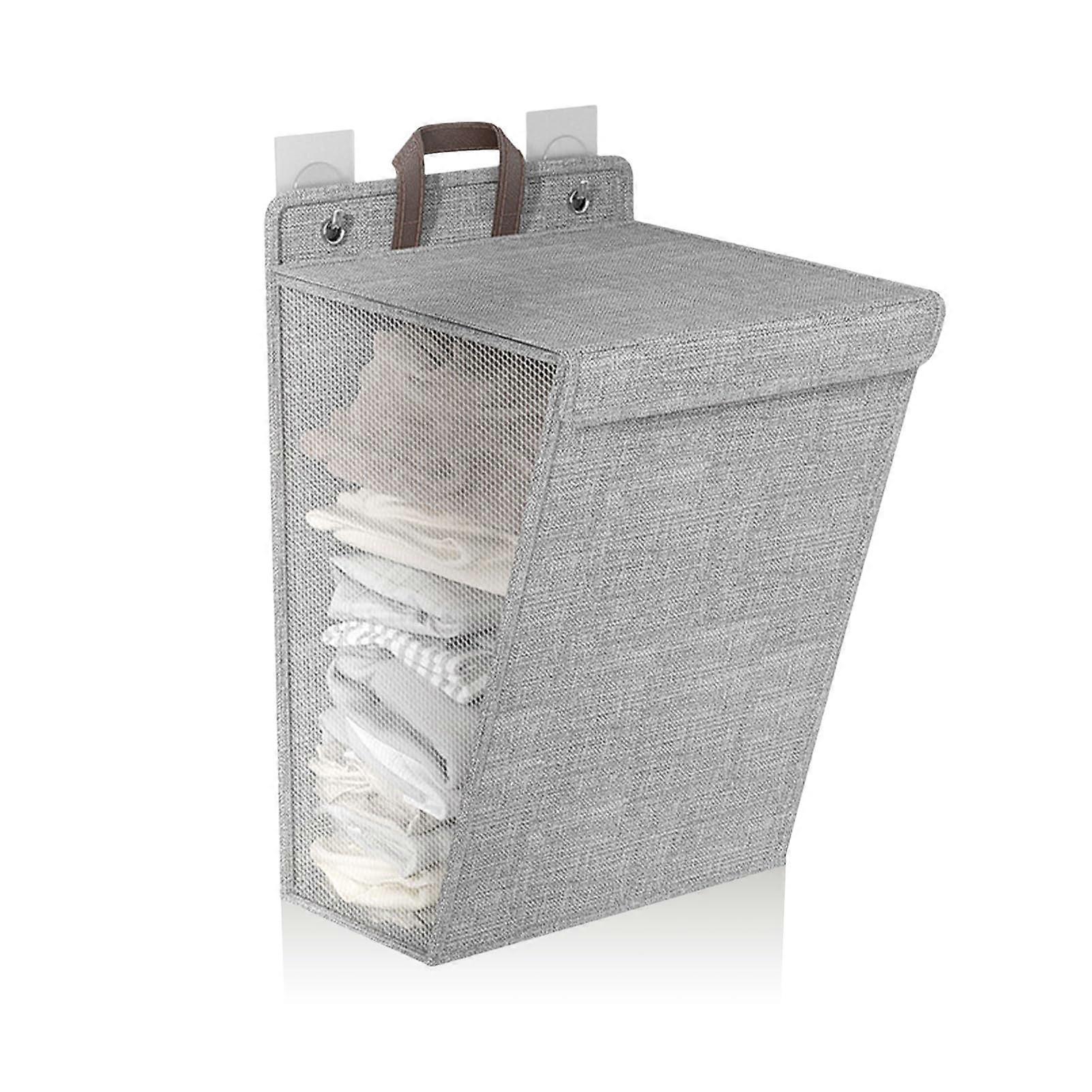 Wall Hanging Laundry Hamper Collapsible, Portable Hanging Laundry Basket, Medium Grey, For Closet