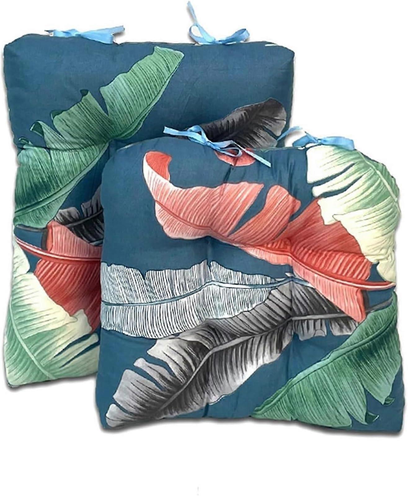 Tufted Back And Seat Cushion Chair Pads 2Piece NonSlip Rocking Cushion 17x17 Inches FadeResistant American Orchid