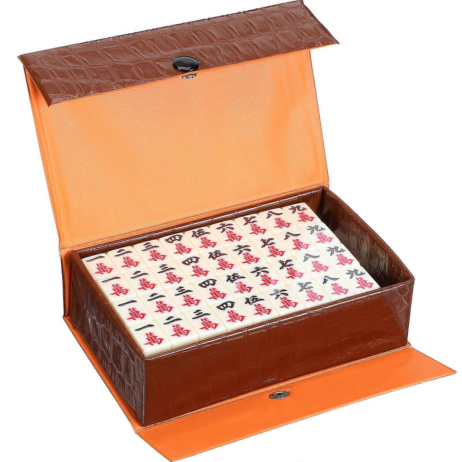 Mini Mahjong Game Portable Mahjong Set for Playing Use 1Set