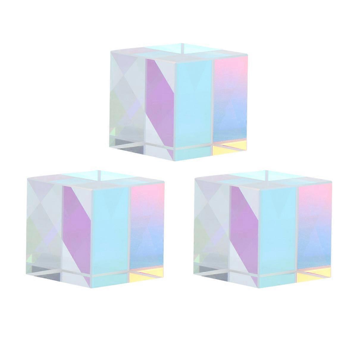 Dispersion Prism Glass Cube for Physics Teaching Educational 9Pcs