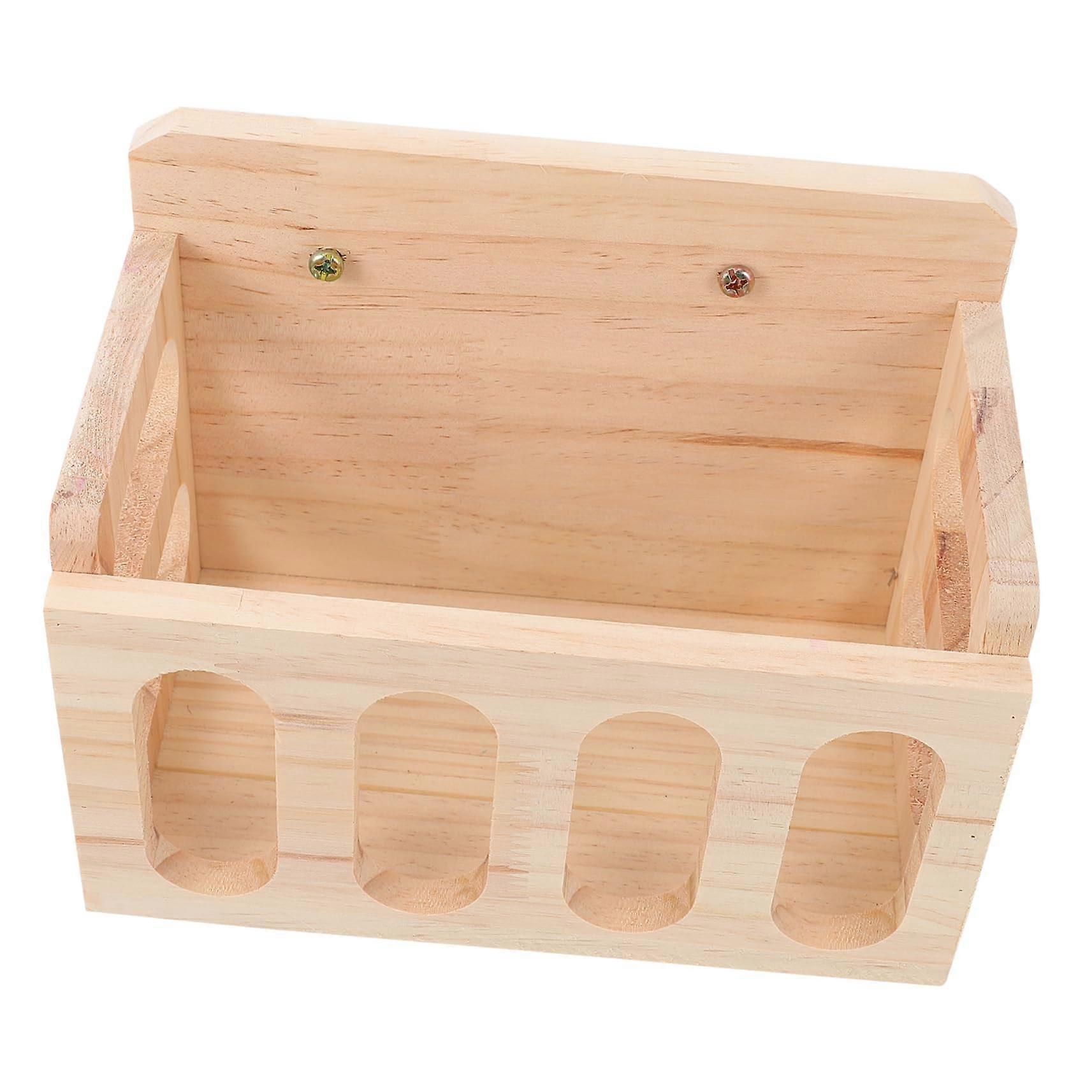 Rabbit Wooden Food Pot Feeder Rack For Small Animals Guinea Pig Hollow Design Compatible With Rabbit Hutch Bunny Feeding