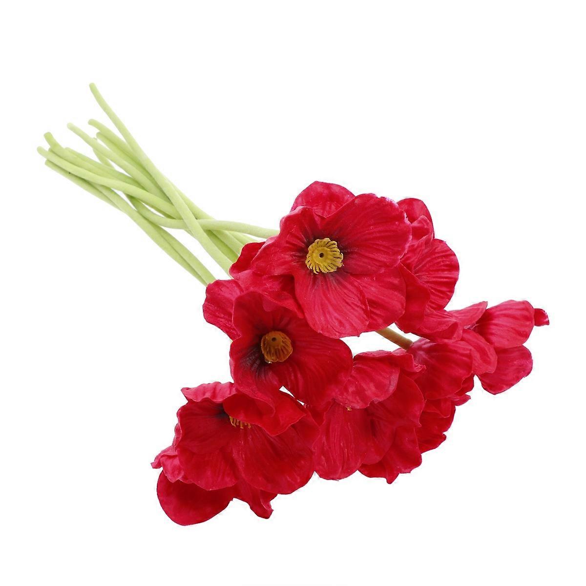 Artificial Flowers for Decoration PU Flower with 10Pcs Red