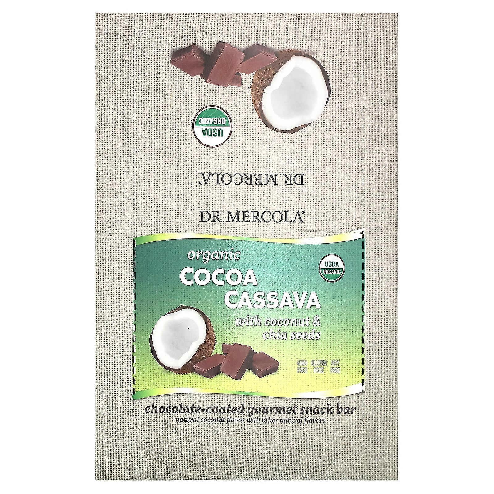 Organic Cocoa Cassava with Coconut & Chia Seeds, 12 Bars, 1.55 oz (44 g) Each