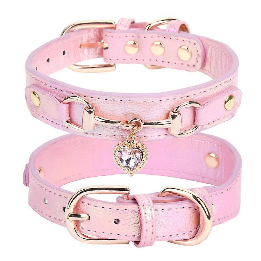 Beautiful PU Pet Cat And Dog Collar, Adorned With Sparkling Love, Adjustable Cat And Dog Collar, With Rhinestone Necklace