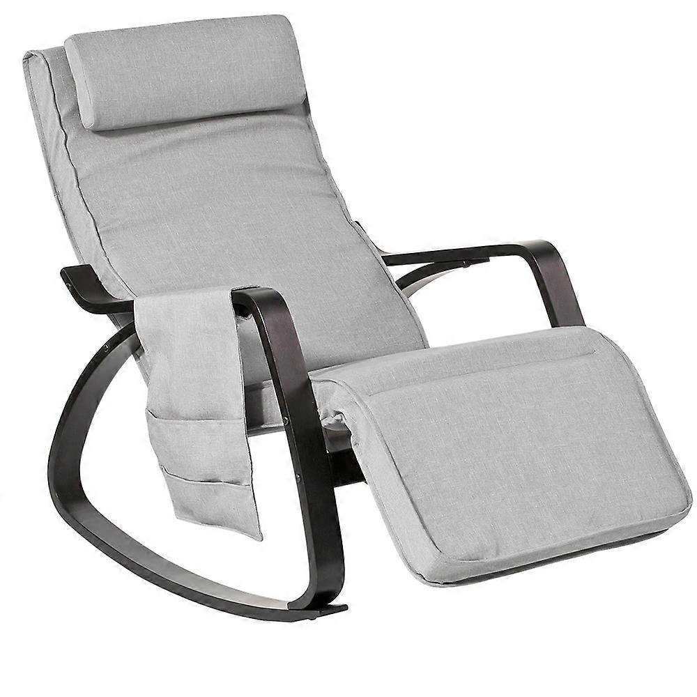 Schommelstoel Relax Lounge Chair met kussen Fauteuil met hoofdsteun, verstelbare voetsteun en verwijderbare zijtas, SoBuy FST20-HG