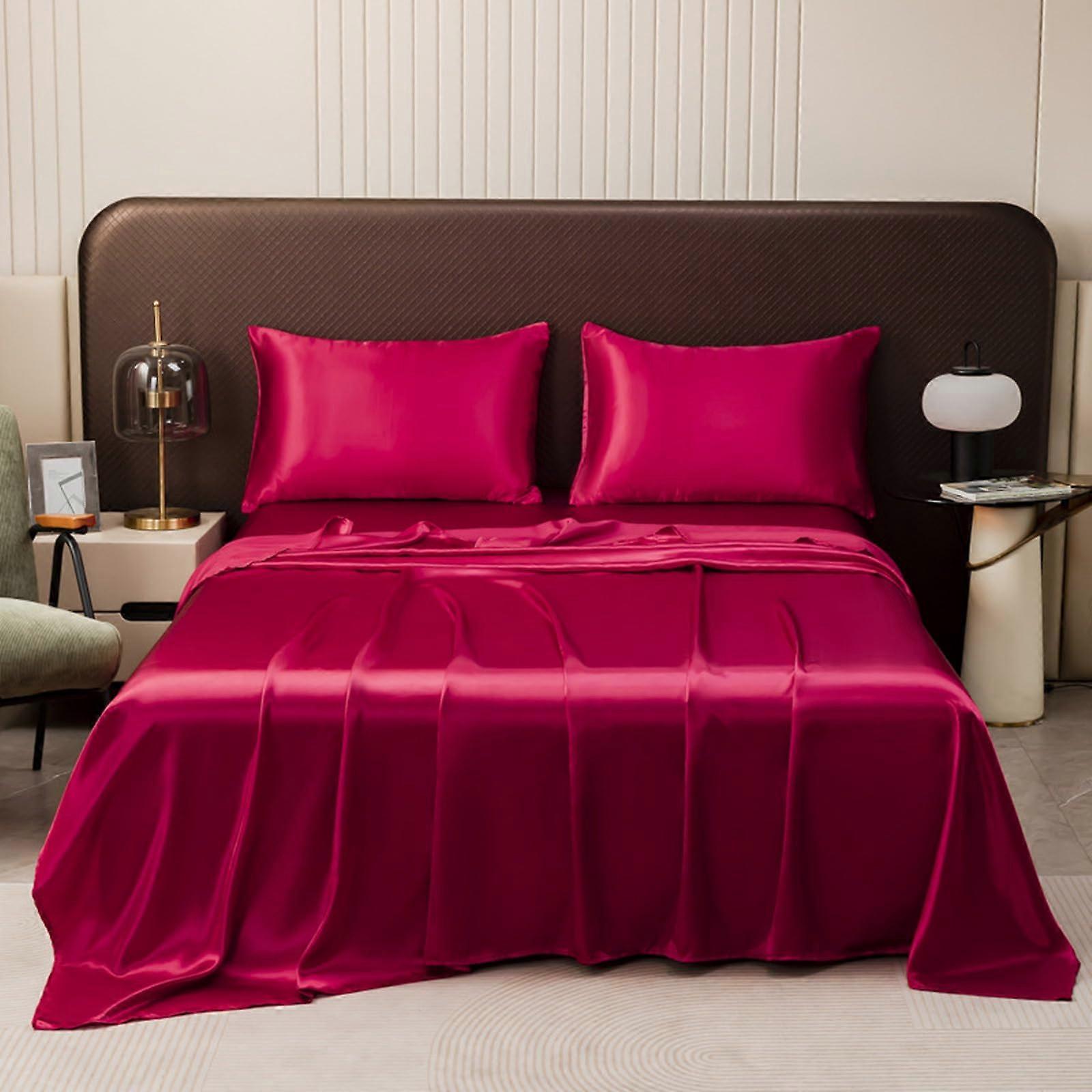 Satin Silk Bedding 228x259cm Satin Bed Sheets Ultra Soft