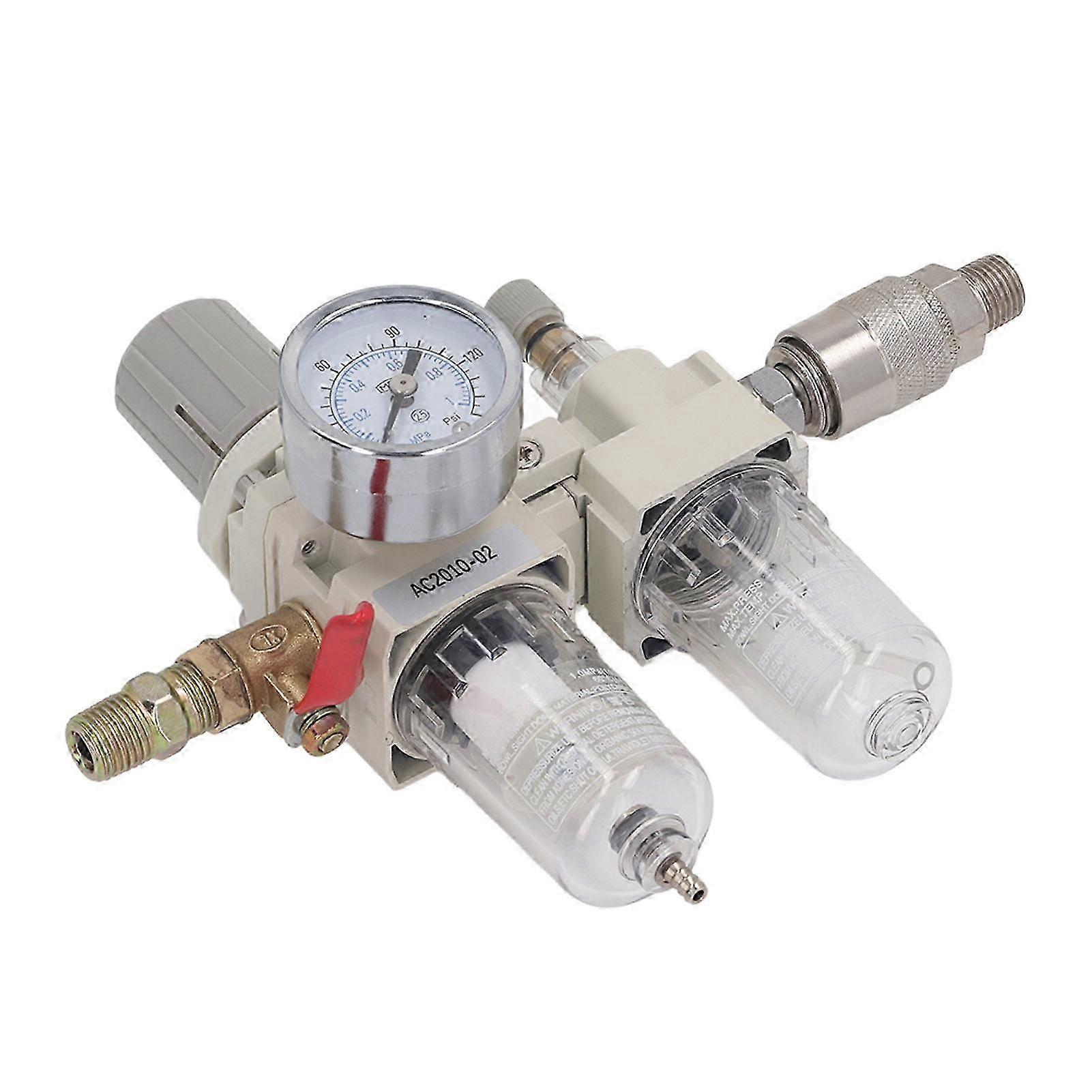 Air Compressor Filter Pressure Regulator 1/4 Inch NPT Inlet Oil Water Separator with 150PSI Gauge and Ball Valve Edition 1107